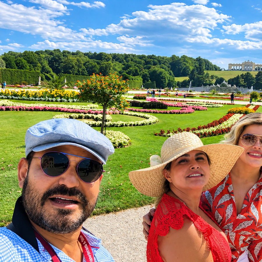 Aílton, guia brasileiro em Viena, no Palácio de Schönbrunn