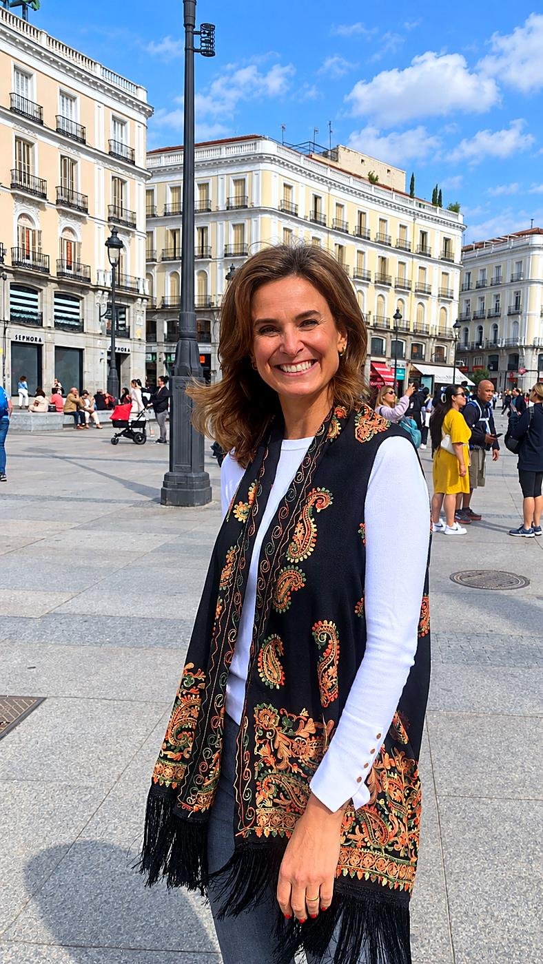 Thaís Baldasso, guia brasileira, na Puerta del Sol, em Madri
