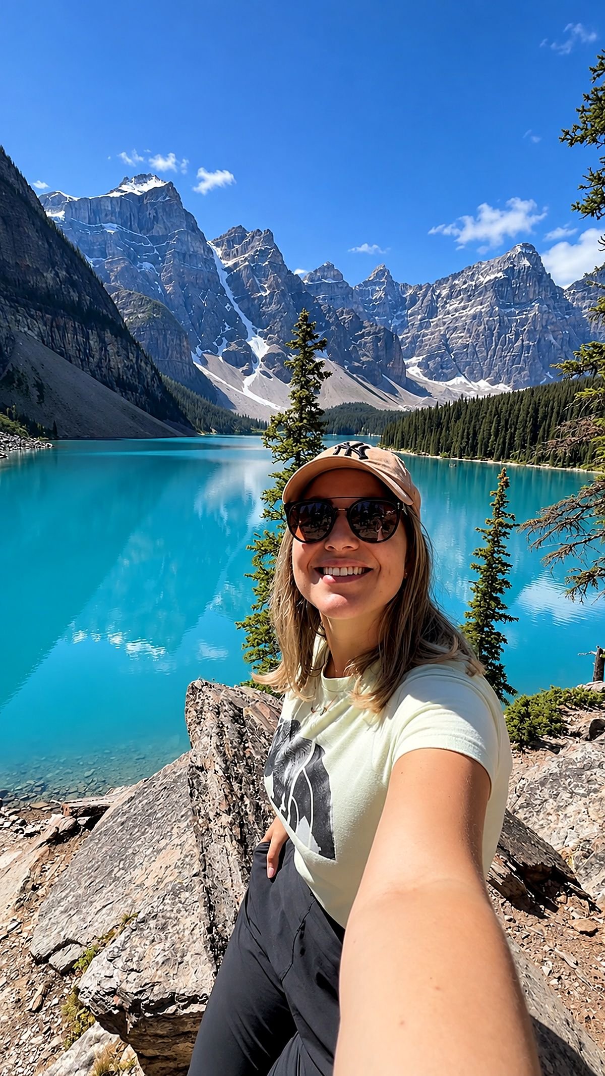 Bruna, guia da TwoCanada Experience, em Moraine Lake