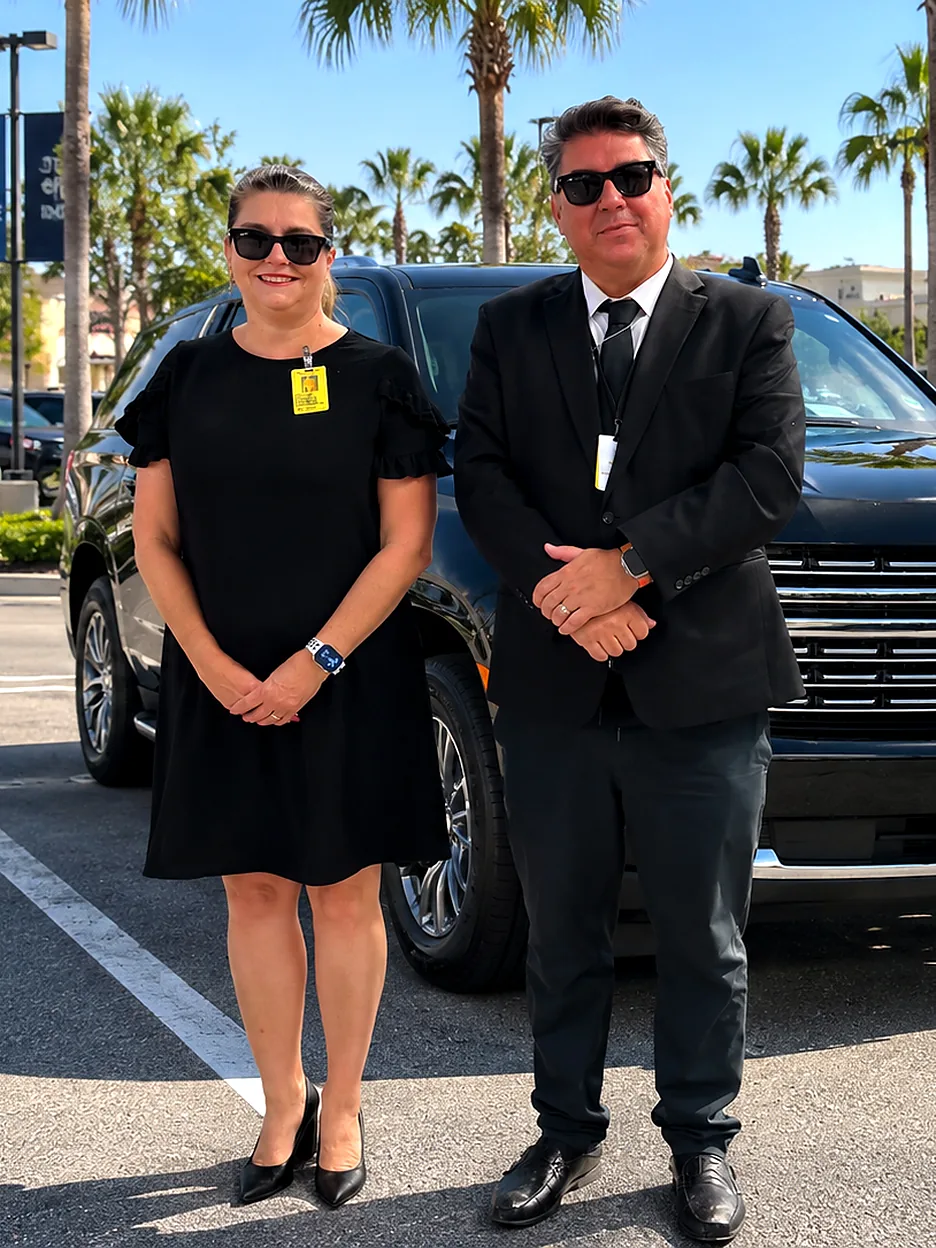 Débora e Marcelo, da 1001 Transportation, no Orlando Premium Outlets