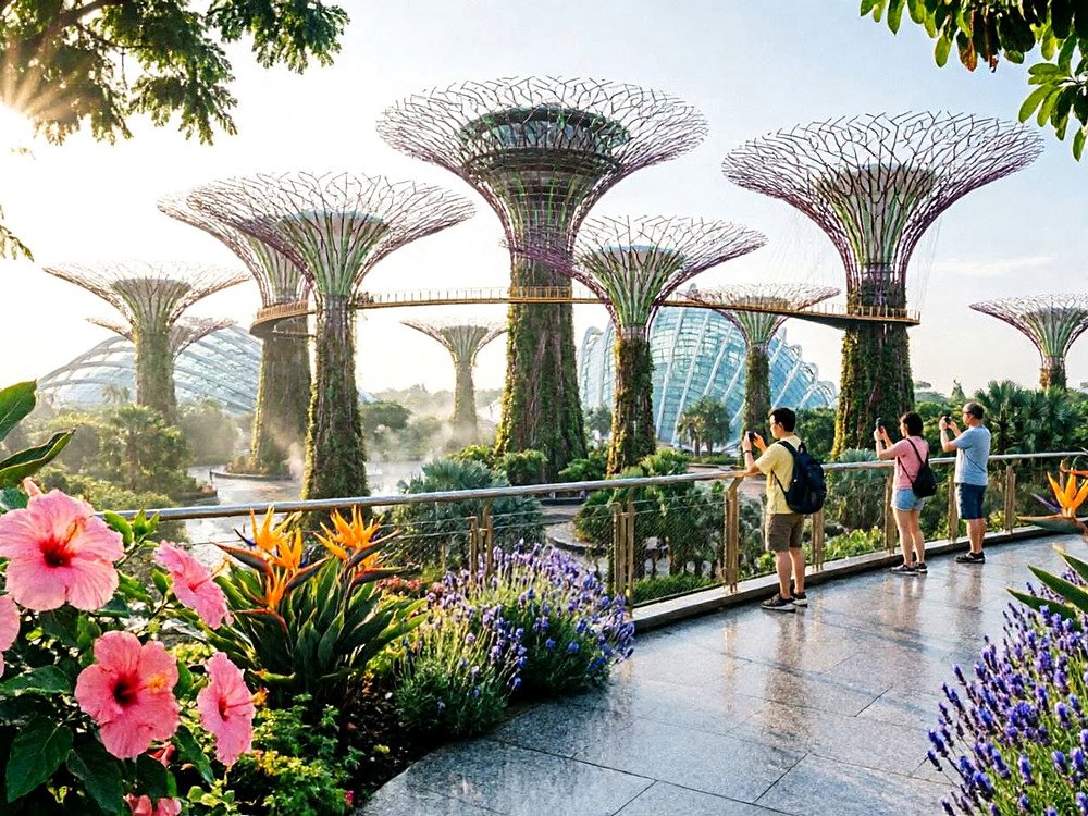 Supertrees e passarela suspensa do Gardens by the Bay