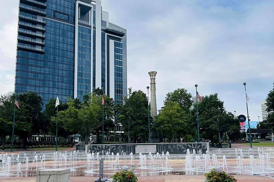Fontes do Centennial Olympic Park, em Downtown Atlanta