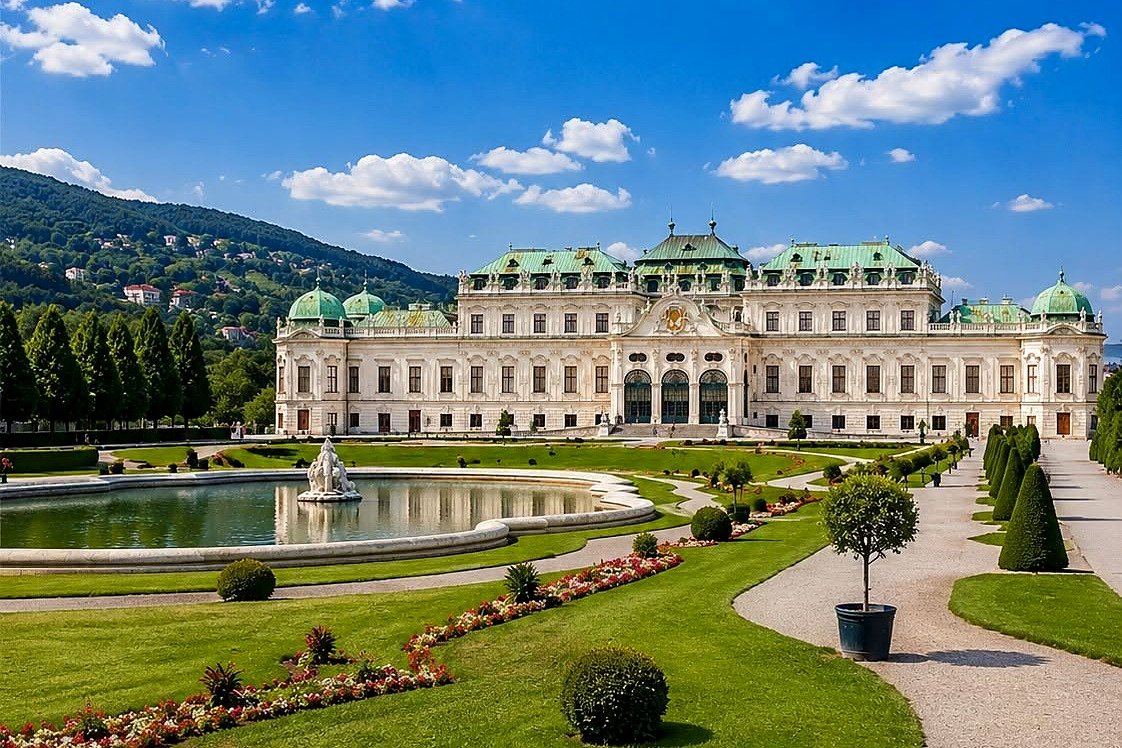 Palácio Belvedere Superior e seus jardins barrocos, em Viena