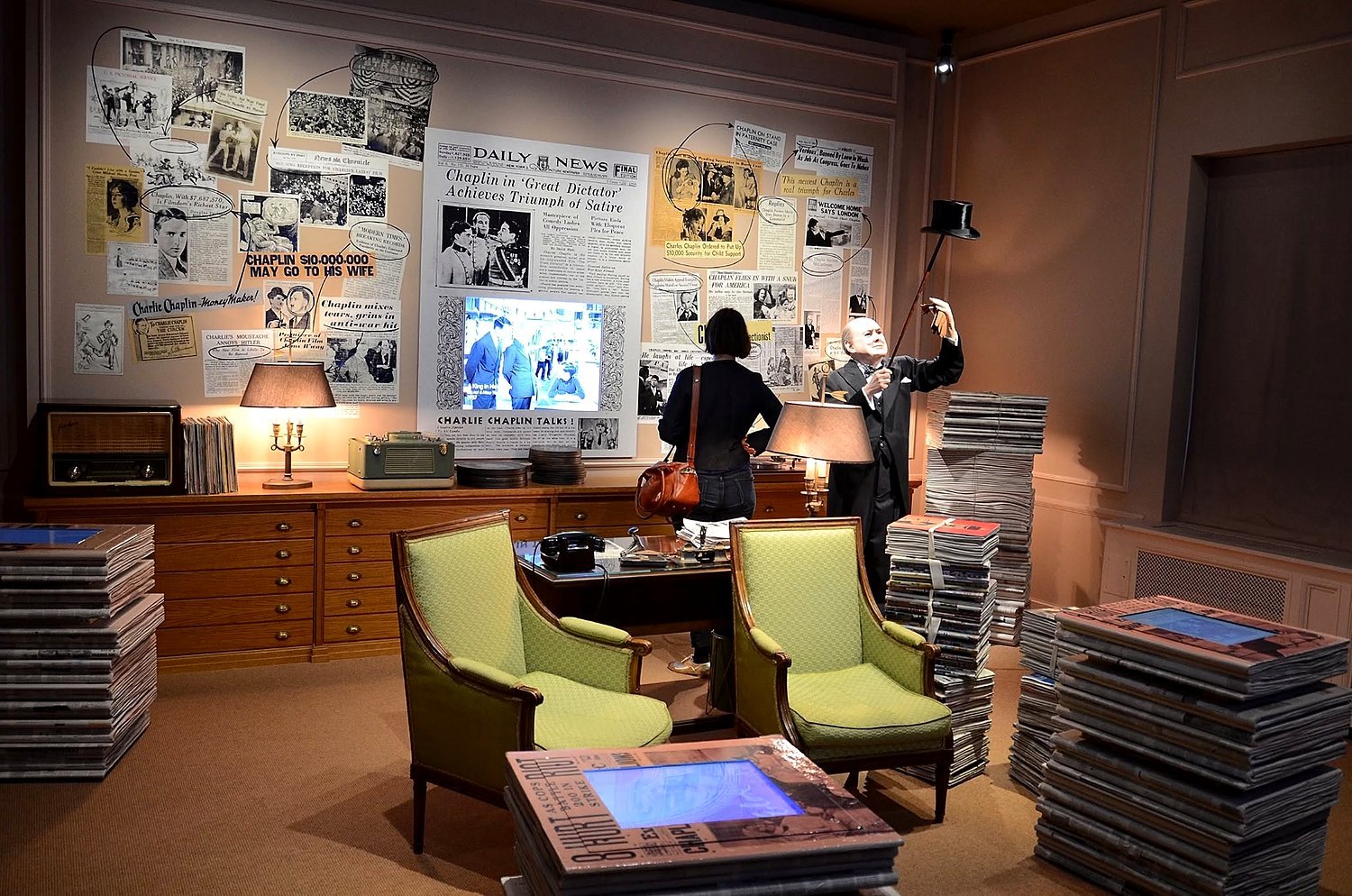 Sala do museu Chaplin's World em Corsier-sur-Vevey