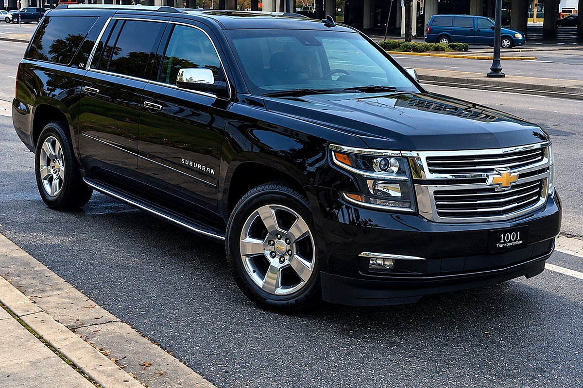 Chevrolet Suburban preta da 1001 Transportation