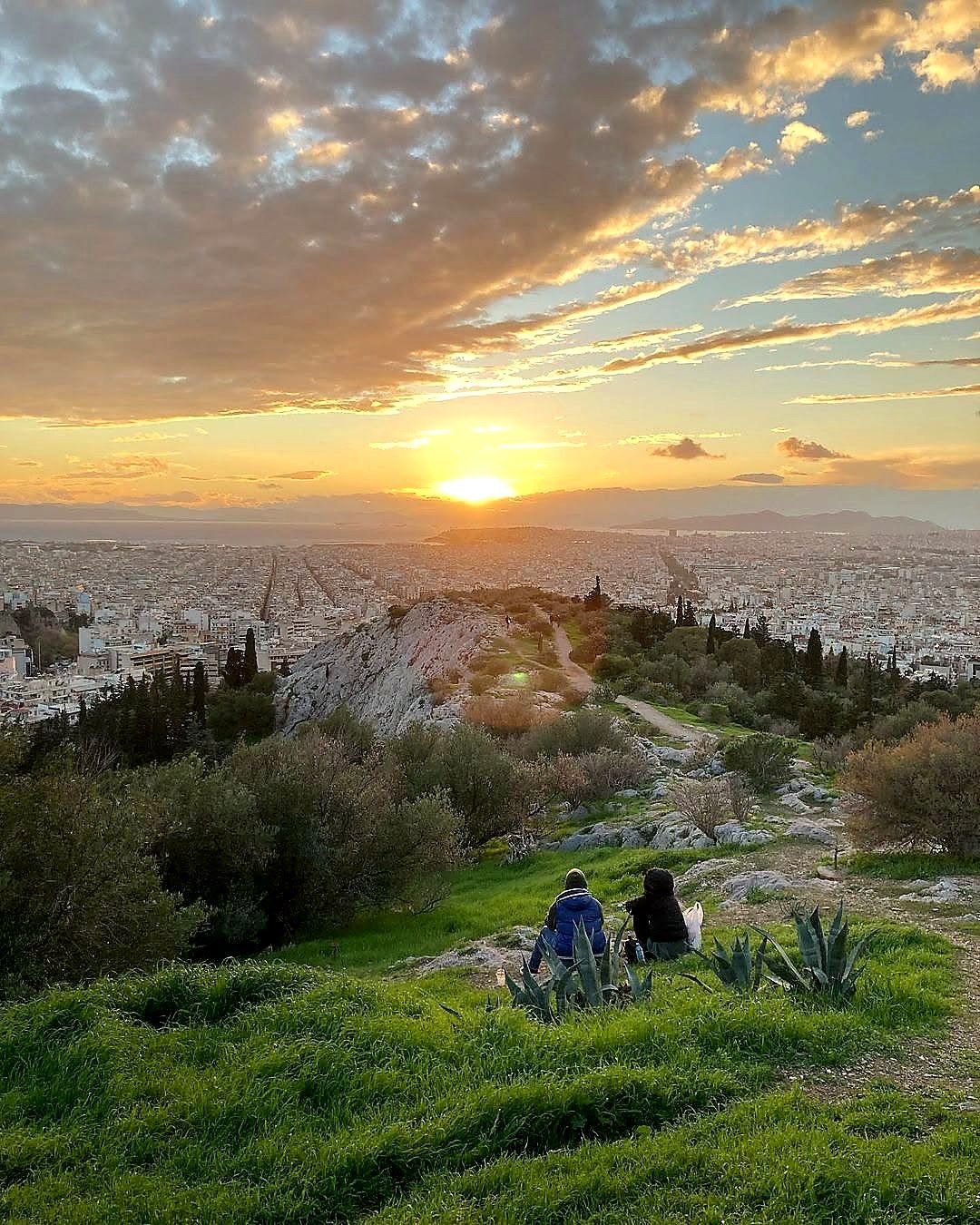 Pôr do sol na colina Pnyx