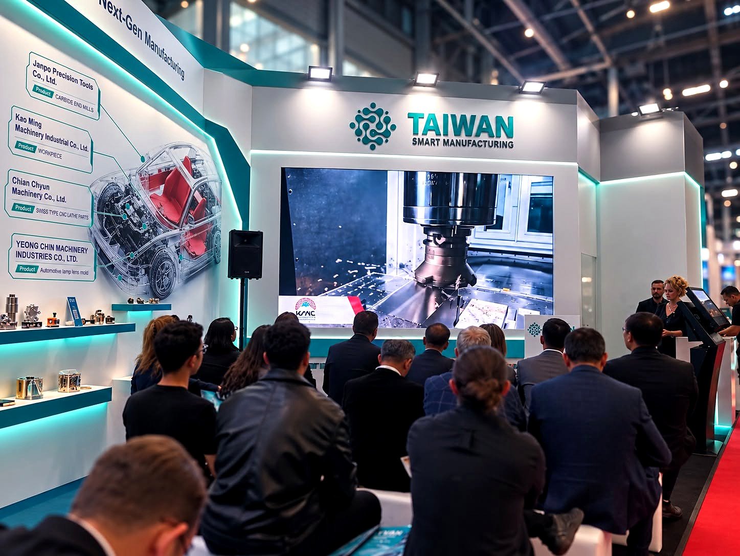 Estande de máquinas-ferramenta em feira industrial de Qingdao