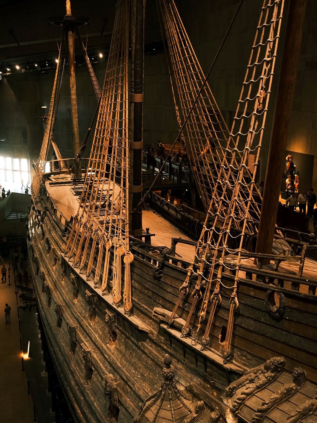 Navio de guerra Vasa, do século XVII, exposto no Museu Vasa