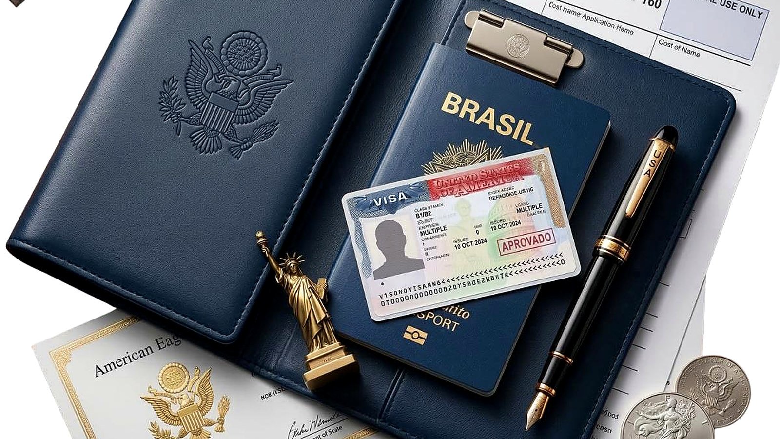 Passaporte brasileiro com visto americano B1/B2 para feiras nos Estados Unidos