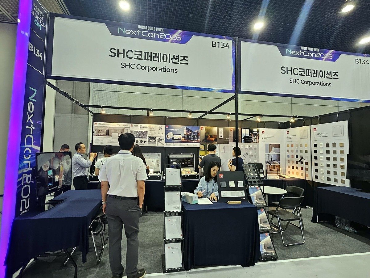 Estande de expositor na Korea Build Week no COEX